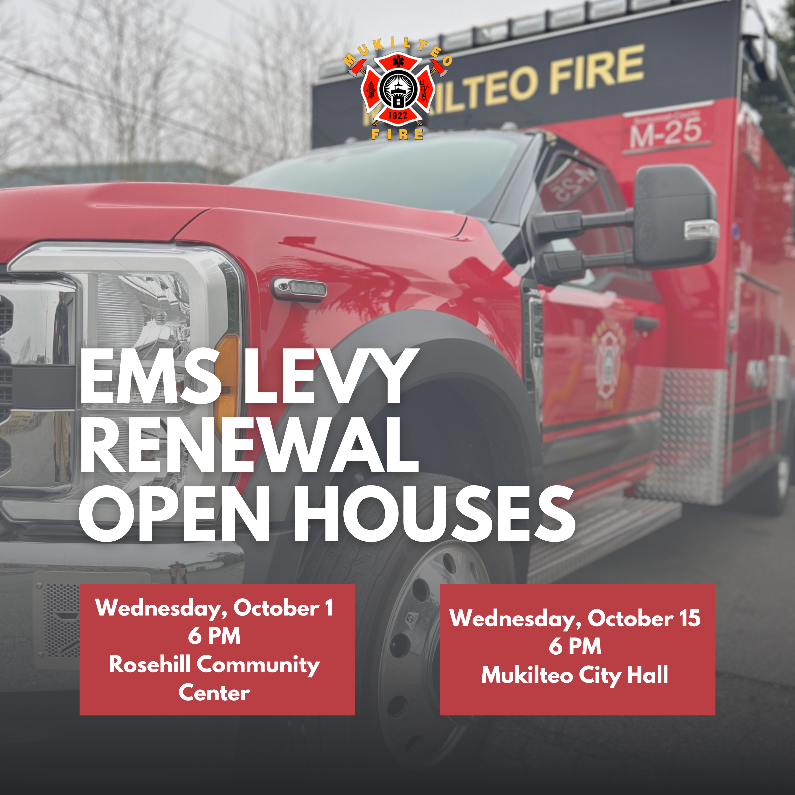 Emergency Medical Services Levy Renewal Open Houses Graphic