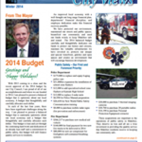 front page of City of Mukilteo 2014 Winter Newsletter