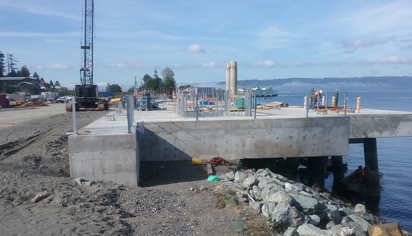 foundation of new Mukilteo multimodal ferry terminal