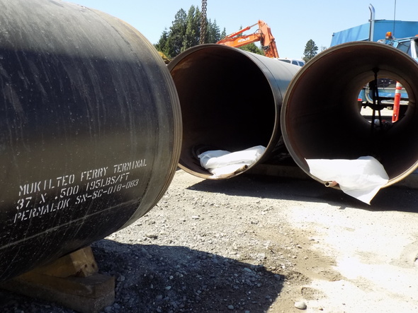 large metal pipes that will carry storm water runoff